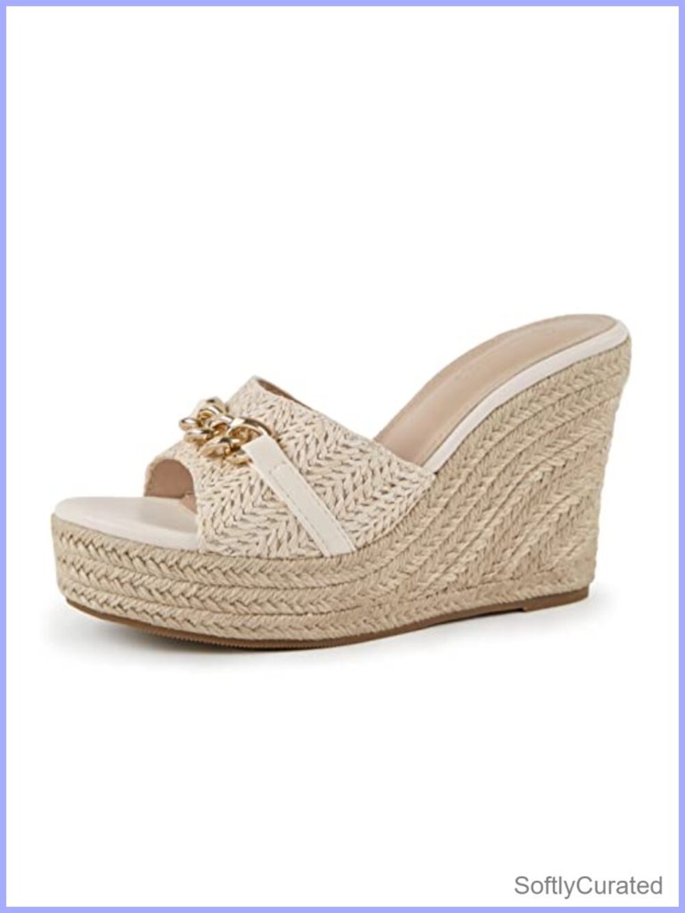 Coutgo Women's Platform Espadrille Wedge Sandals Chain Slip On Summe